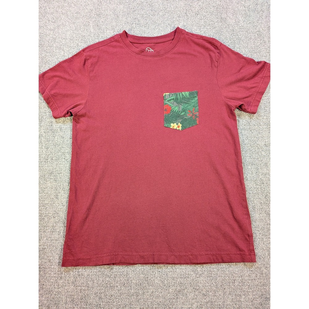 Original Use Pocket T-Shirt Mens Small Maroon Tropical Floral Accent